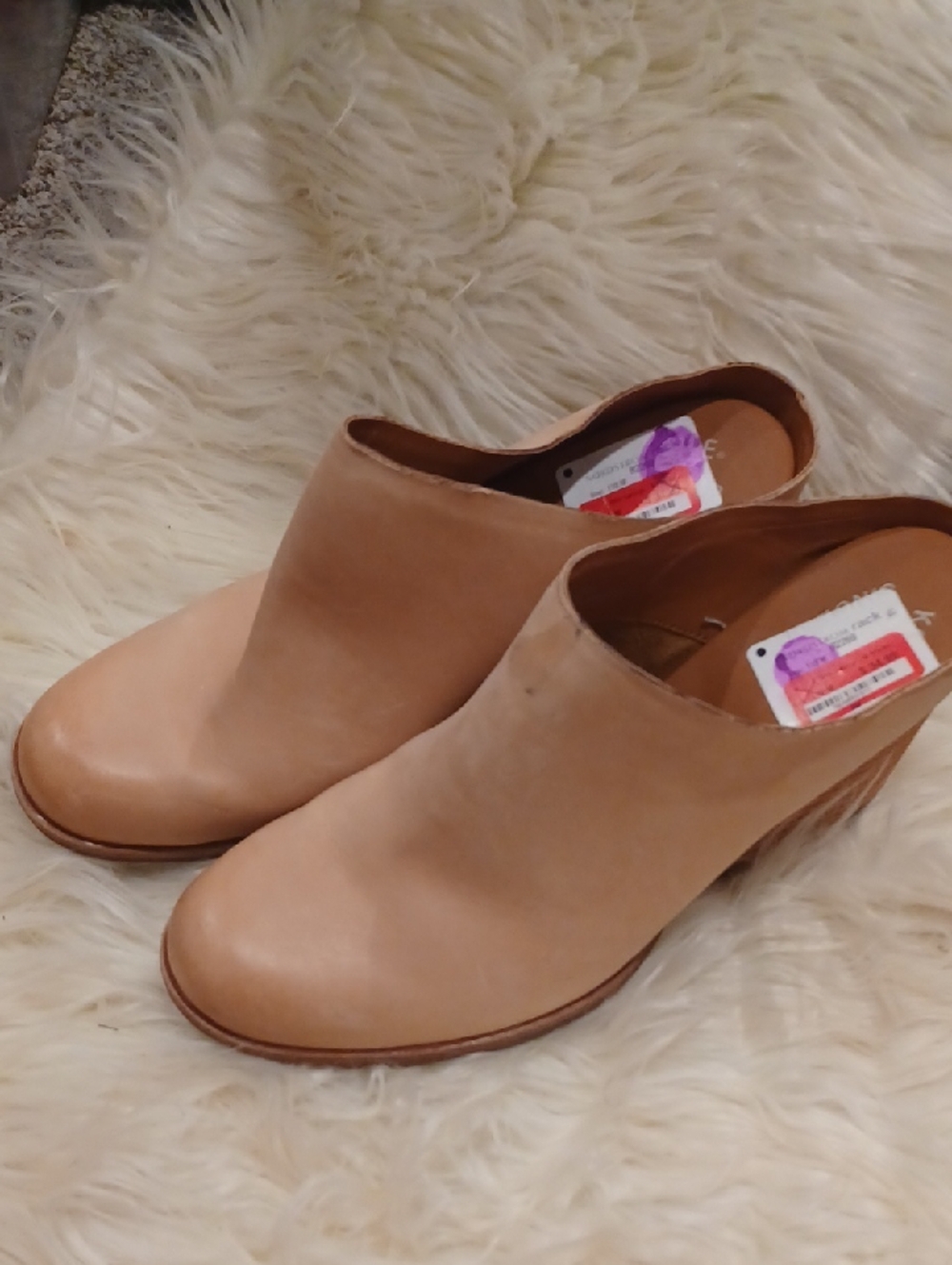 Kork-Ease Tan Leather Slip-On Clog Mules
